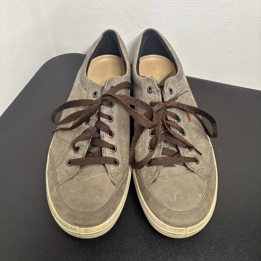 Ecco Soft 7  Men's Green/Brown Nubuck Leather Shoes‎ Casual Sneakers Size 10
